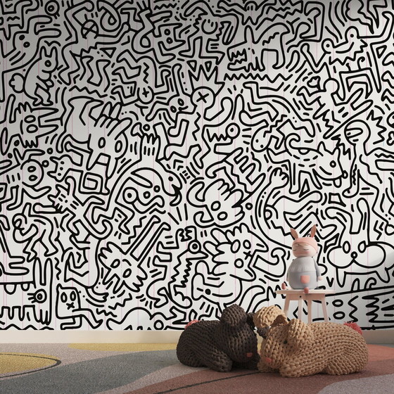 Image 1 of Keith Haring Pop-Art Behang Peel-And-Stick-Muurschildering 