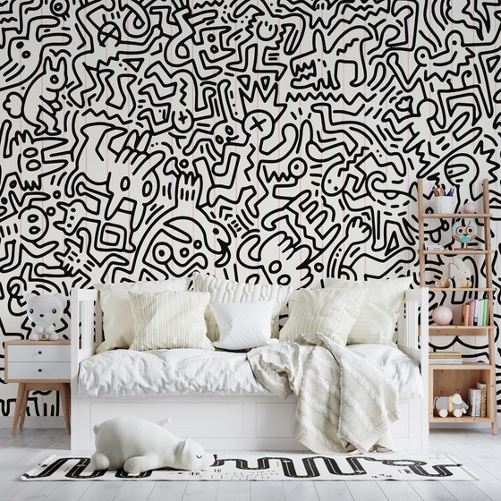 Image 1 of Keith Haring Pop-Art Behang Peel-And-Stick-Muurschildering 