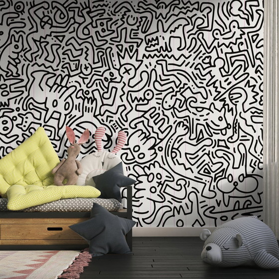 Image 1 of Keith Haring Pop-Art Behang Peel-And-Stick-Muurschildering 