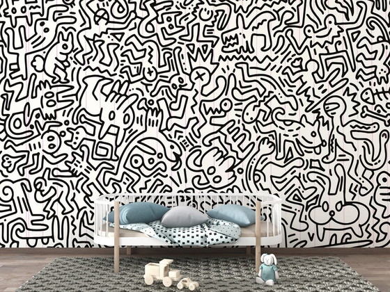 Image 1 of Keith Haring Pop-Art Behang Peel-And-Stick-Muurschildering 