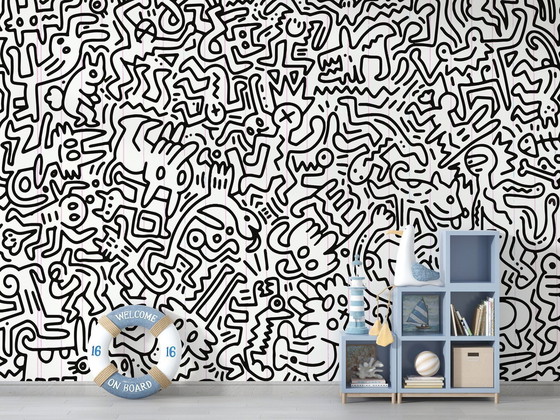 Image 1 of Keith Haring Pop-Art Behang Peel-And-Stick-Muurschildering 