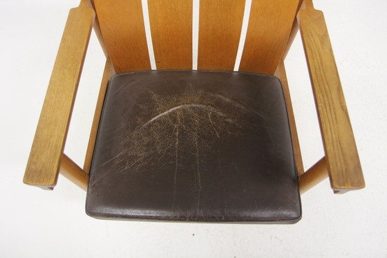 Image 1 of  Eiken en leren fauteuil, Ferdinand Lundqvist, Zweden, 1960