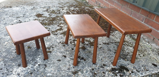 Image 1 of 3x Vintage eiken bijzettafels