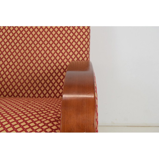 Image 1 of Vintage fauteuil in stof en hout, Tsjecho-Slowakije 1980