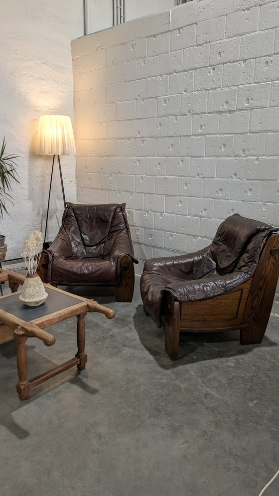 Image 1 of 2 Brutalist Zetels Oak & Lether 