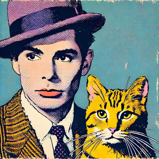 Nieuwe, Old Look, Popart Banner 'Guy & Cat'