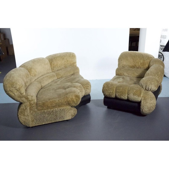 Image 1 of Vintage Space Age kunstleren woonkamer set door Adriano Piazzesi, Italië 1970