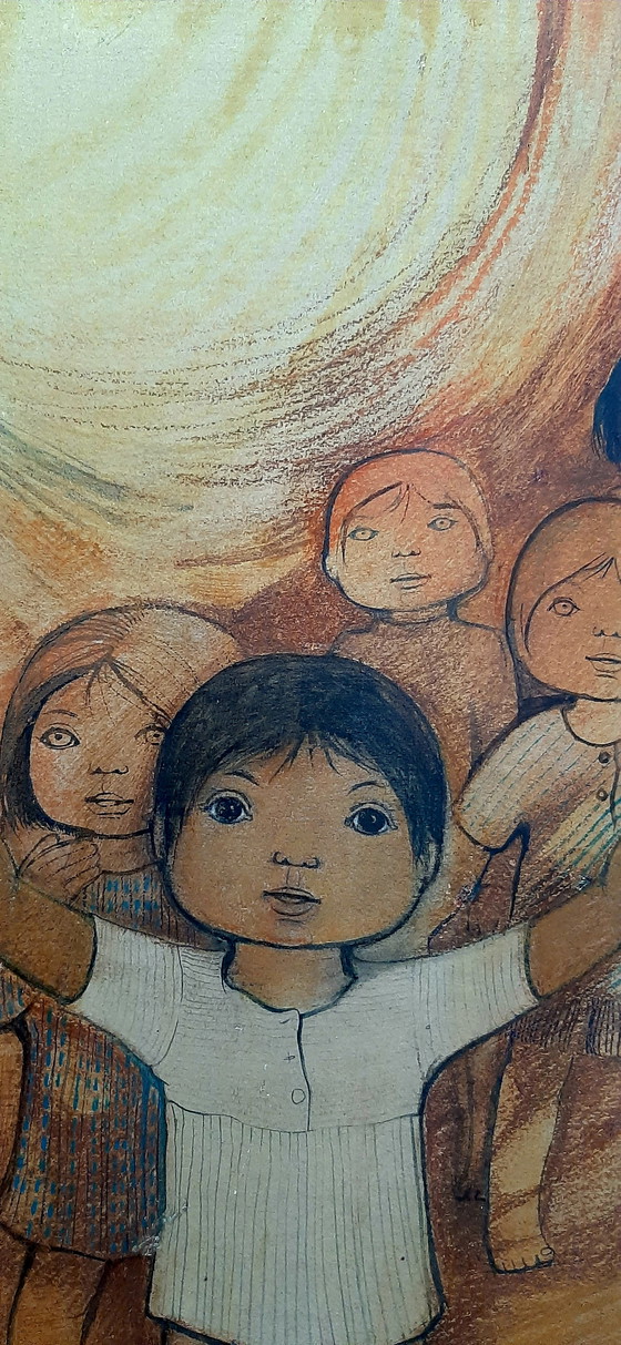 Image 1 of Vintage wanddecoratie op hout schilderij