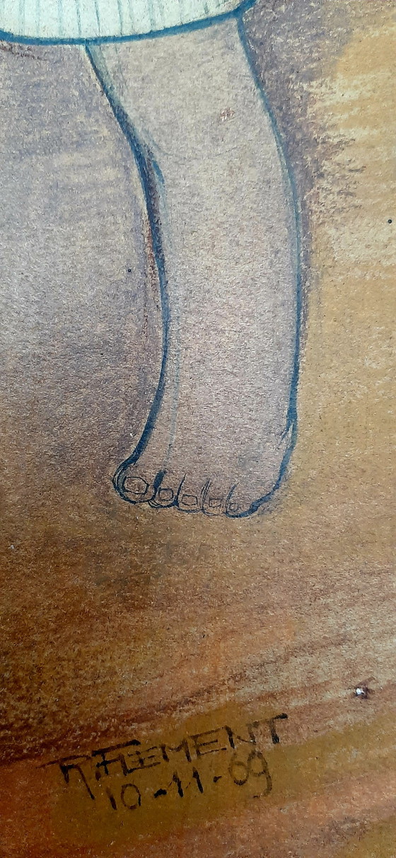 Image 1 of Vintage wanddecoratie op hout schilderij