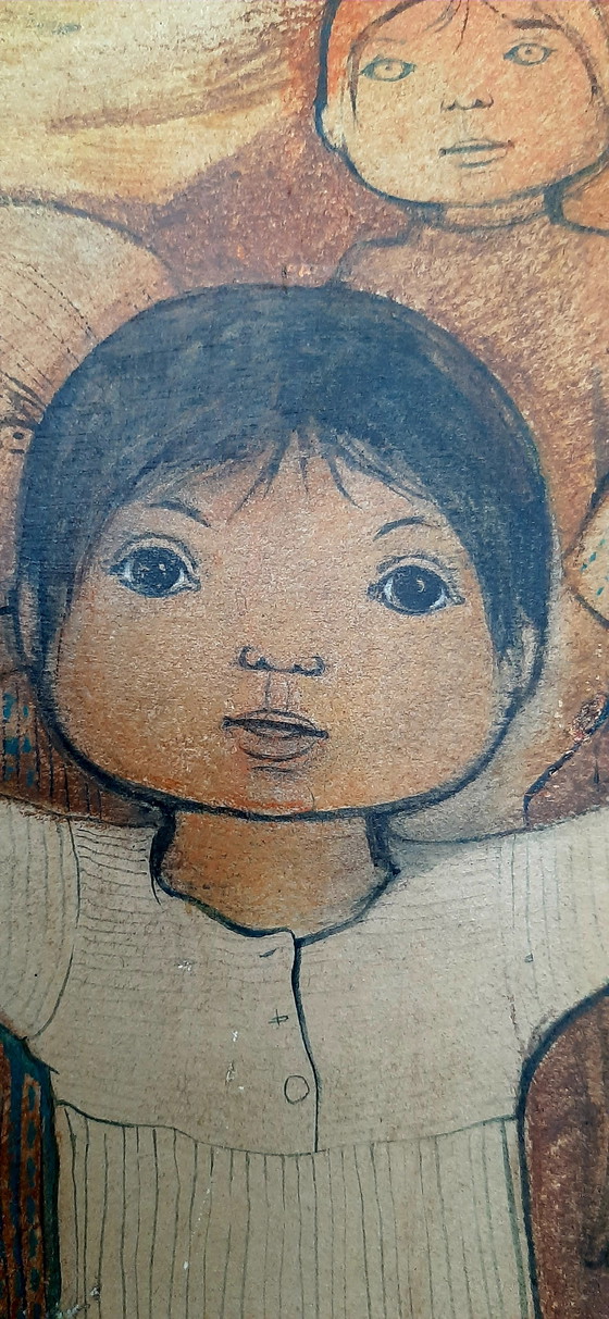 Image 1 of Vintage wanddecoratie op hout schilderij