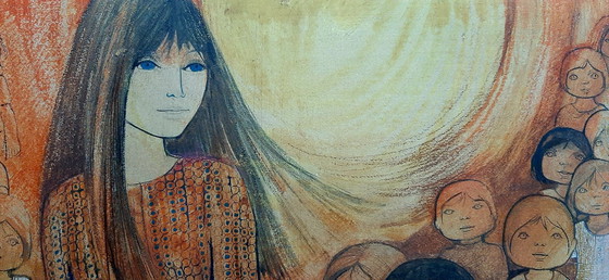 Image 1 of Vintage wanddecoratie op hout schilderij