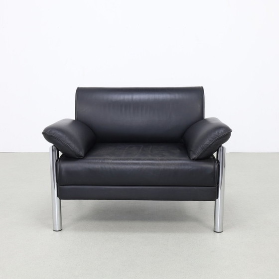 Image 1 of Postmoderne Fauteuil In Chroom En Leer, Jaren 80