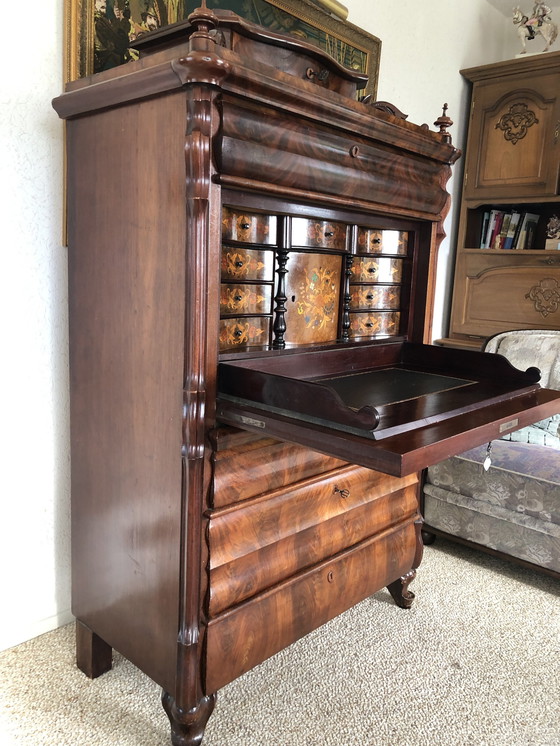 Image 1 of Biedermeier Secretaire - Bureau Antiek, Notenhout