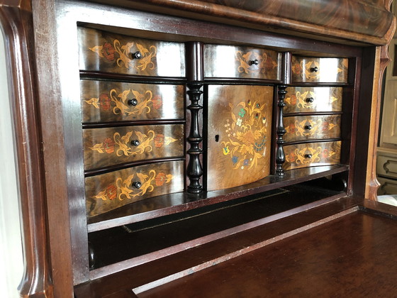 Image 1 of Biedermeier Secretaire - Bureau Antiek, Notenhout