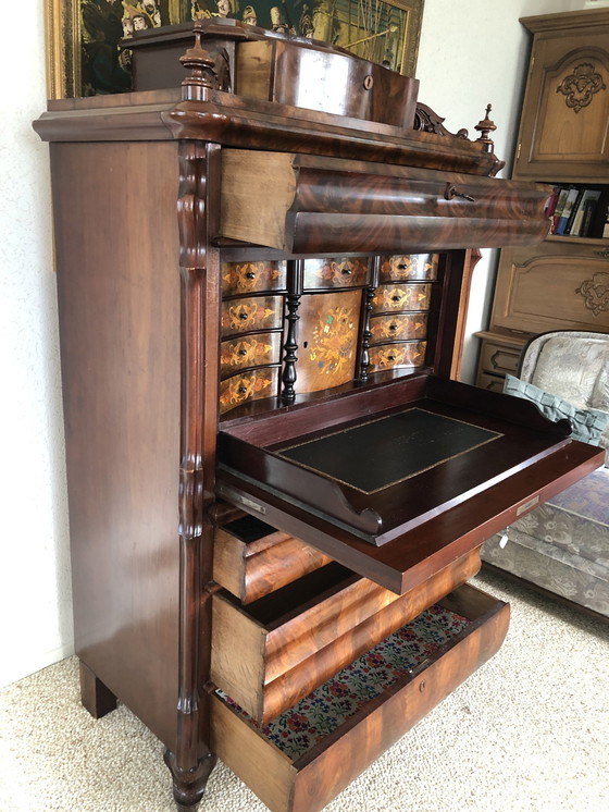 Image 1 of Biedermeier Secretaire - Bureau Antiek, Notenhout