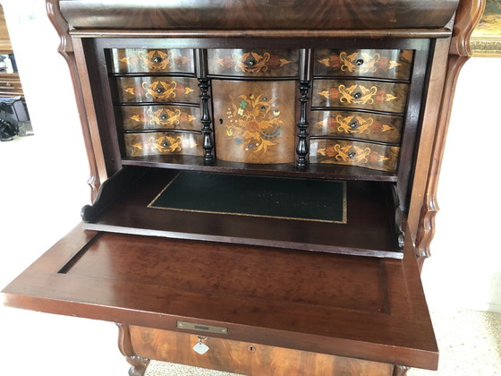 Image 1 of Biedermeier Secretaire - Bureau Antiek, Notenhout