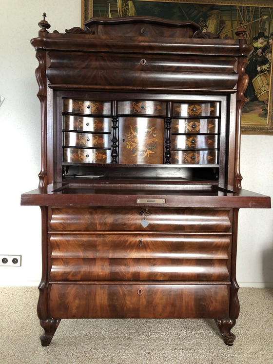 Image 1 of Biedermeier Secretaire - Bureau Antiek, Notenhout