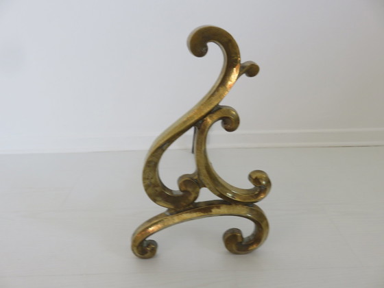 Image 1 of Paar Art Nouveau massief bronzen Andirons, jaren 1920-1930, Frankrijk