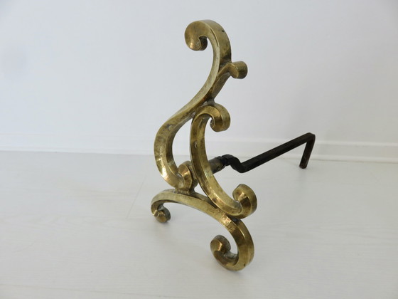 Image 1 of Paar Art Nouveau massief bronzen Andirons, jaren 1920-1930, Frankrijk