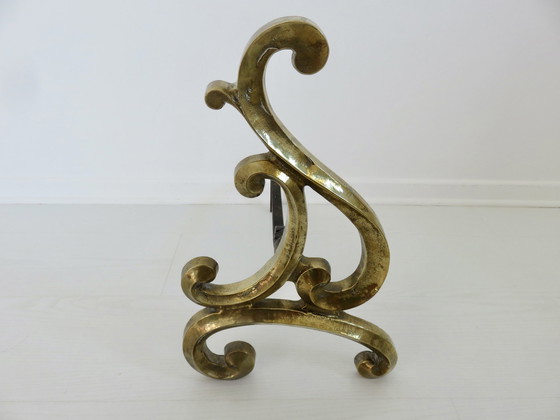 Image 1 of Paar Art Nouveau massief bronzen Andirons, jaren 1920-1930, Frankrijk