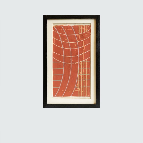 Image 1 of Set van 6 vintage mixed media "schetsen" op papier voor Textiles Designs, Holland 1930