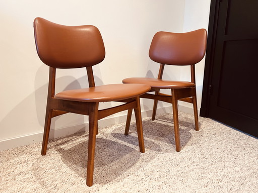 2x Vintage Cognac Jaren ‘60 stoelen