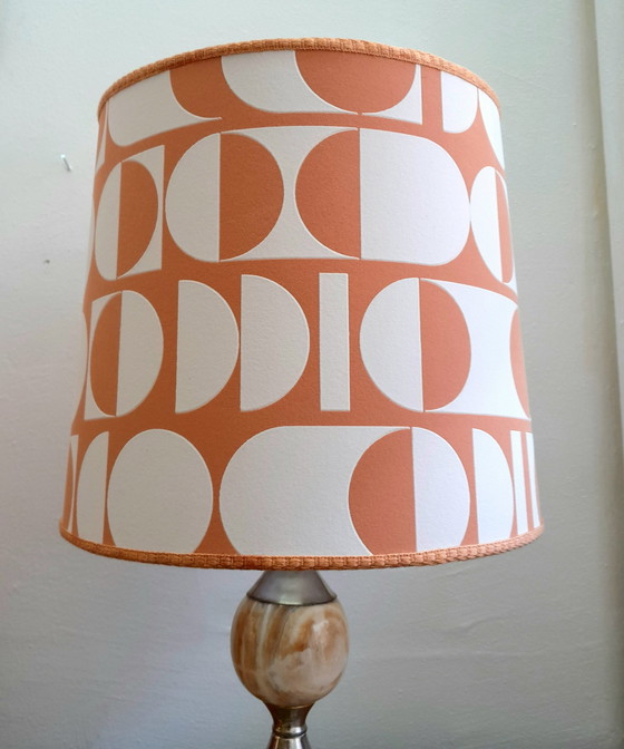 Image 1 of Vintage marmeren lamp met handgemaakte kap