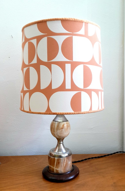 Vintage marmeren lamp met handgemaakte kap