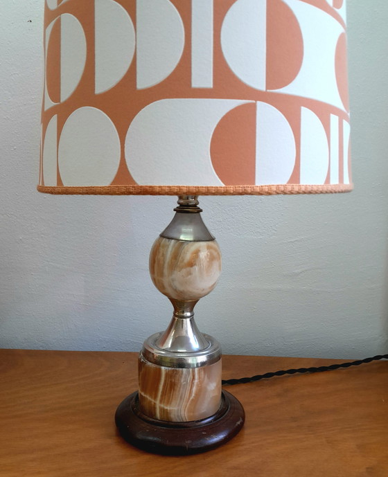 Image 1 of Vintage marmeren lamp met handgemaakte kap