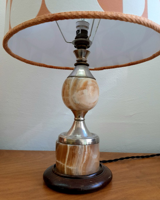 Image 1 of Vintage marmeren lamp met handgemaakte kap