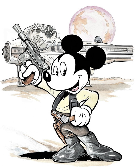 Disney Star Wars print 'Mickey Solo', gesigneerd en genummerd