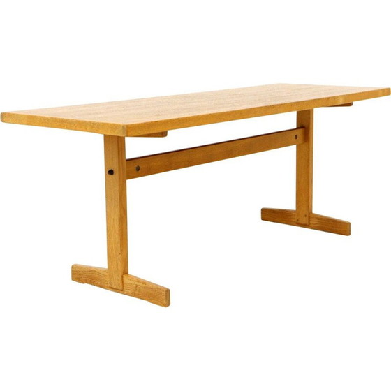 Image 1 of Vintage eiken salontafel met glazen cirkel, Zweden 1960