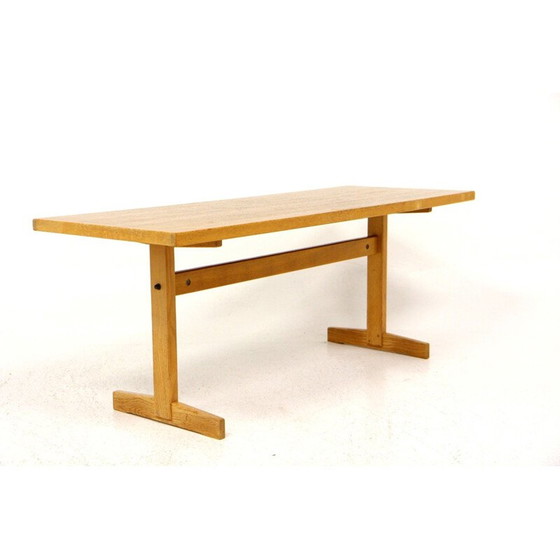 Image 1 of Vintage eiken salontafel met glazen cirkel, Zweden 1960