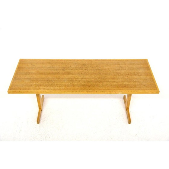 Image 1 of Vintage eiken salontafel met glazen cirkel, Zweden 1960