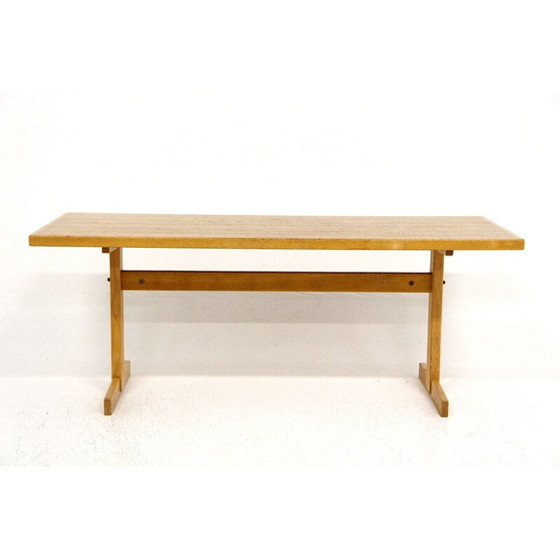 Image 1 of Vintage eiken salontafel met glazen cirkel, Zweden 1960