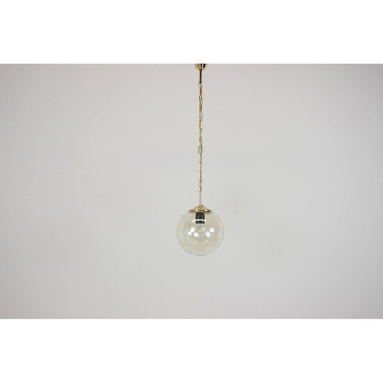 Image 1 of Vintage messing en glazen hanglamp van Kamenický Šenov, Tsjecho-Slowakije 1970