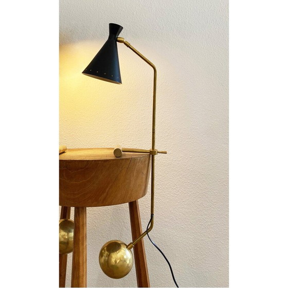 Image 1 of Vintage messing tegengewicht lamp, Italië 1950