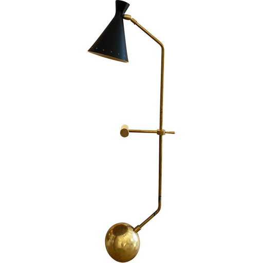 Vintage messing tegengewicht lamp, Italië 1950