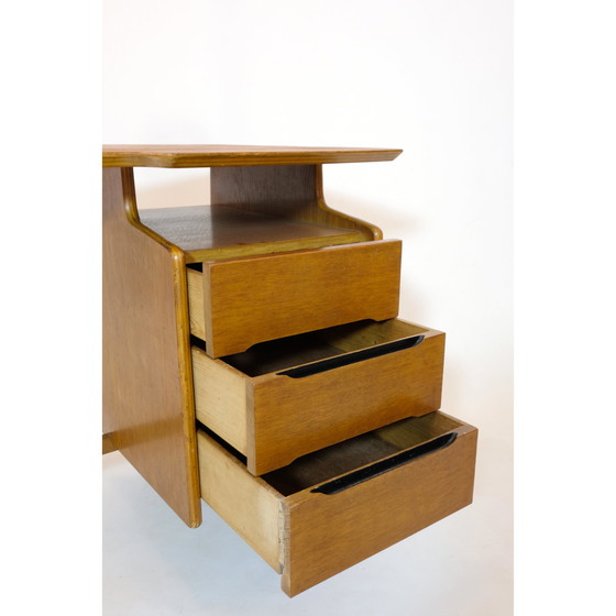 Image 1 of Vintage eikenhouten driepoot bureau van Jacques Hauville, 1950