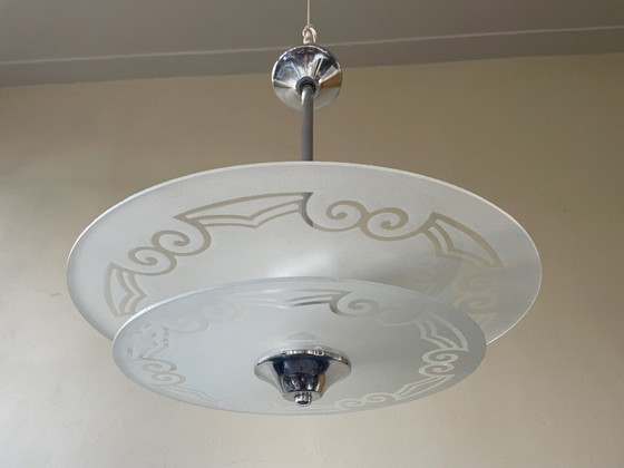 Image 1 of Aparte Hanglamp Schijflamp Art Deco 1930 Frans