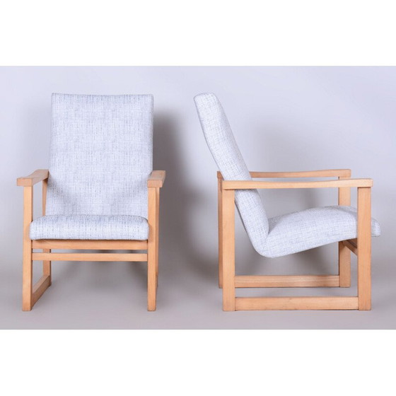 Image 1 of Paar vintage beuken fauteuils, Tsjecho-Slowakije 1960