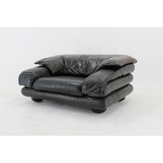 Image 1 of Vintage Wiener Werkstätte Brutalistische letaher verstelbare fauteuil, 1970