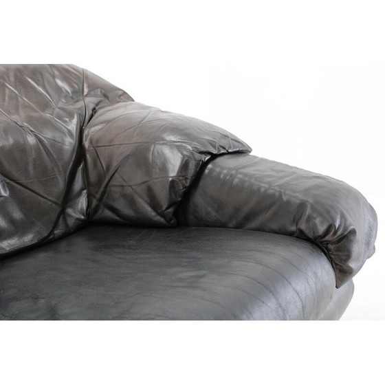 Image 1 of Vintage Wiener Werkstätte Brutalistische letaher verstelbare fauteuil, 1970