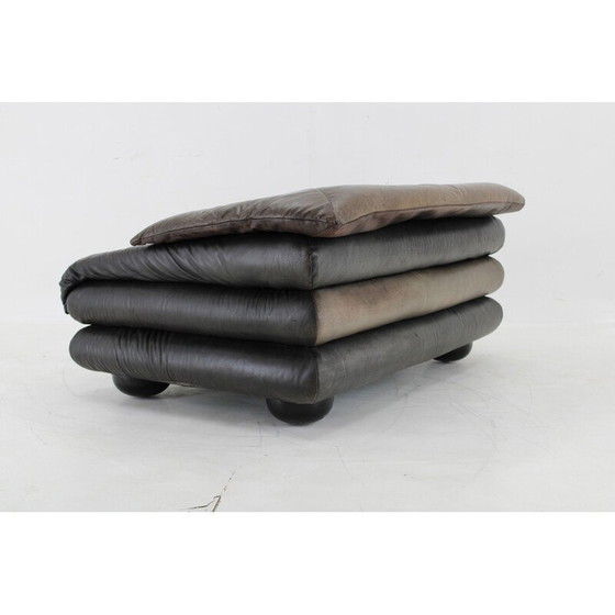 Image 1 of Vintage Wiener Werkstätte Brutalistische letaher verstelbare fauteuil, 1970