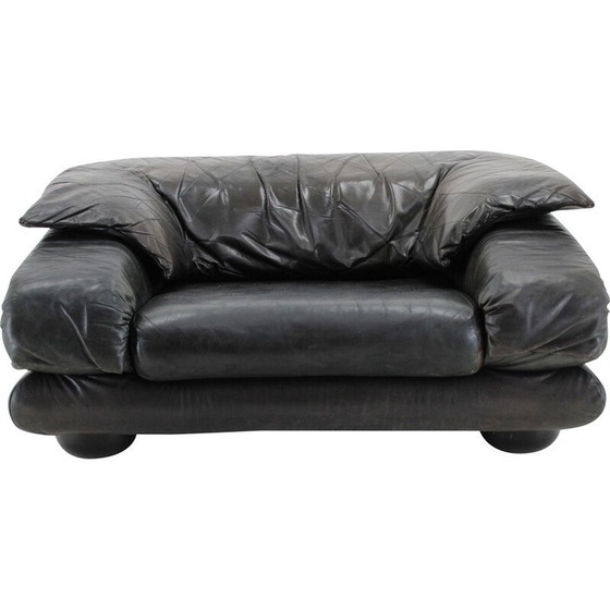 Image 1 of Vintage Wiener Werkstätte Brutalistische letaher verstelbare fauteuil, 1970