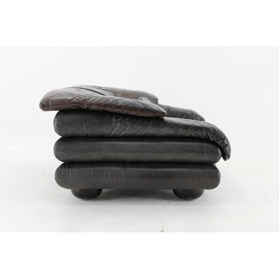 Image 1 of Vintage Wiener Werkstätte Brutalistische letaher verstelbare fauteuil, 1970