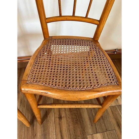 Image 1 of Paar vintage houten rieten stoelen