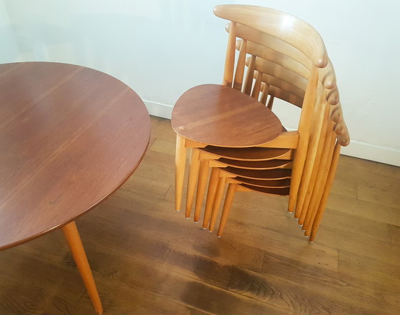 Image 1 of The Heart Eetkamer Set Van Hans J. Wegner Voor Fritz Hansen