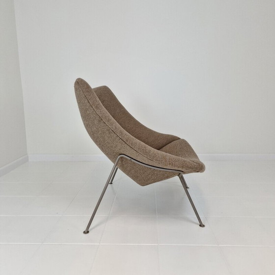 Image 1 of Vintage Oyster fauteuil met voetenbank vernikkelde metalen poten door Pierre Paulin voor Artifort, 1960