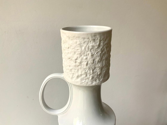 Image 1 of 2 Vintage Vazen - Koninklijke Kpm & Arcta De Thomas - Porselein - Biscuit - Op Art - Space Age - 1960